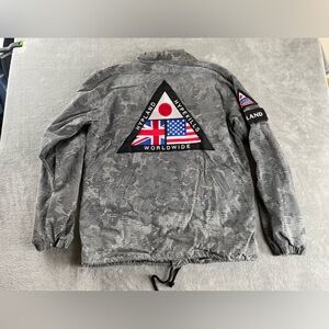 Hypland Worldwide Japan England America Patches Jacket Mens XL Snap Camo Pockets